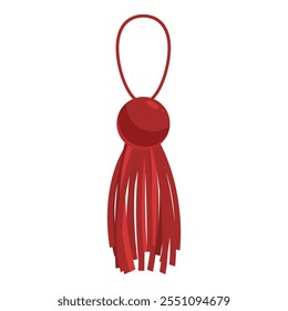 Red tassel hanging, featuring decorative knot, elegant strands, and vibrant color, perfect for design projects