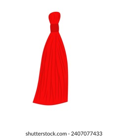 red tassel vector illustration. thread handicraft tassel