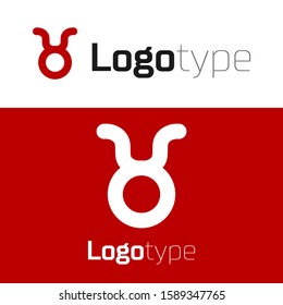 Red Taurus zodiac sign icon isolated on white background. Astrological horoscope collection. Logo design template element. Vector Illustration