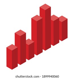Icono de gráfico de gráfico de impuestos rojos. Isométrico del gráfico de gráfico de impuestos rojos icono vectorial para el diseño web aislado en fondo blanco
