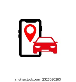 Iconos simples de taxis rojos aislados. Juego de iconos del servicio de transporte de taxis. Ilustración del vector