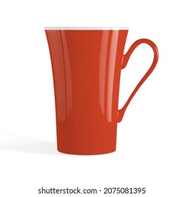 Red tea or coffee cup or mug isolated on white background vector illustration