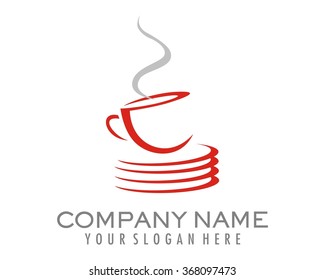 red tea coffee cup silhouette logo image icon vector