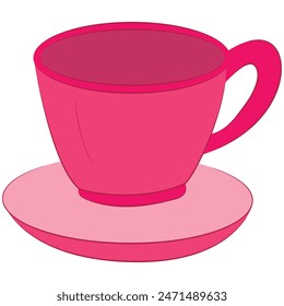 Red tea cup isolated on white background