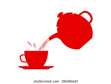Red tea icon on white background