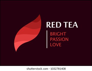 Red Tea, Leaf of Carcade hibiscus. Vector Logo Design on dark background