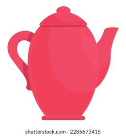 Red tea pot icon cartoon vector. Dinner equipment. Home board