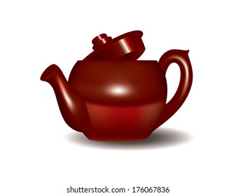 Red Tea Pot Illustration. Eps10.