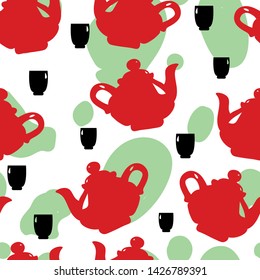 red tea smear drink seamless vector pattern. Concept for print, textile, web design, menu.
