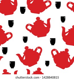 red tea vector seamless pattern . Concept for print, textile, clothing design, menu