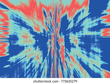 Red, teal and blue digital marbling background. Liquid surface backdrop. Colorful suminagashi vector for web design or festival invitation. Fluid color pattern. Traditional Turkish ebru technique