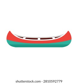 Red and Teal Canoe Vector Illustration Isolated on White for Outdoor Adventure and Water Sports