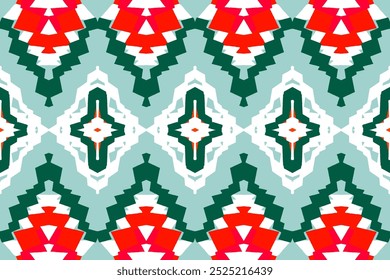 Red and Teal Diamond Pattern: Vibrant and Colorful Seamless Geometric Design for Fashion Apparel, Trendy Home Textiles, and Eye-Catching Interior Decor