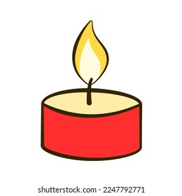 Red tealight. Valentine's day. Cartoon flat icon. Vector illustration