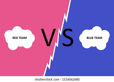 Red team vs blue team. Versus screen design. Vector illustration in a flat style.