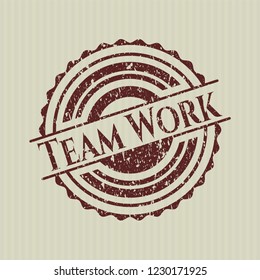 Red Team Work distressed rubber stamp
