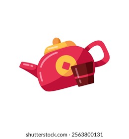 Red Teapot and Cup Illustration