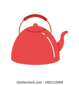 Red teapot icon vector illustration. Flat sign symbol of vector tea kettle isolated on white background.