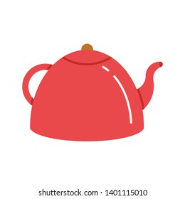 Red teapot icon vector illustration. Flat sign symbol of vector tea kettle isolated on white background.