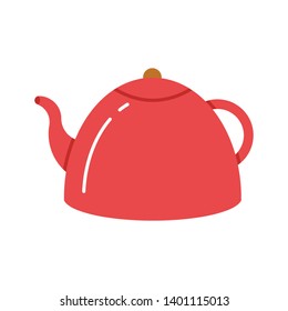 Red teapot icon vector illustration. Flat sign symbol of vector tea kettle isolated on white background.