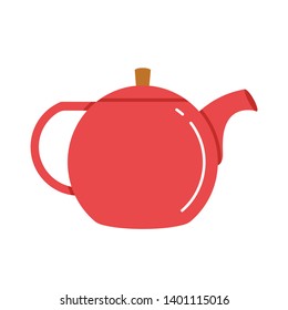 Red teapot icon vector illustration. Flat sign symbol of vector tea kettle isolated on white background.