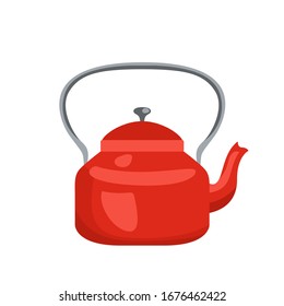 Rotteapot-Symbol. Vektorillustration eines Wasserkoches einzeln auf weißem Hintergrund. Küchenutensilien im Cartoon-Stil.