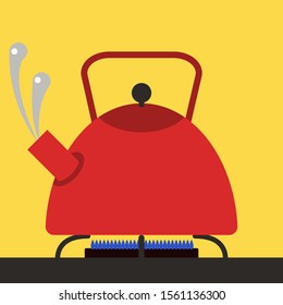 Red teapot, illustration, vector on white background.