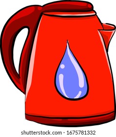 Red teapot, illustration, vector on white background.