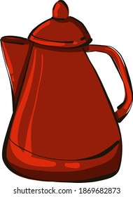 Red teapot, illustration, vector on white background.