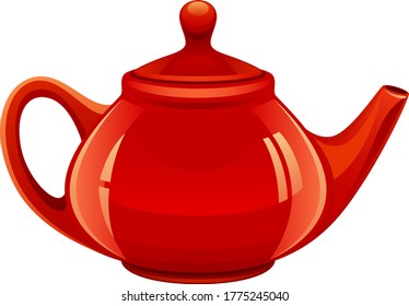 Red teapot on a white background