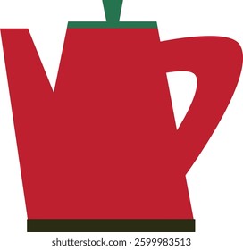 Red teapot on white background
