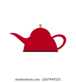 red teapot. teapot for tea and coffee. vector illustration. kitchen utensils. cafe equipment