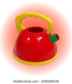 Red teapot with yellow handle