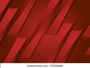 Red tech abstract geometric background. Vector design