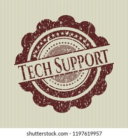 Red Tech Support distress grunge seal