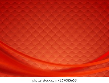 Red tech wavy background. Vector illustration