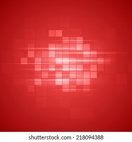 Red technical squares background. Vector design