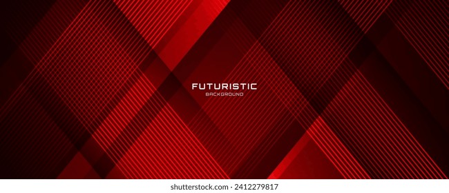 Red techno abstract background overlap layer on dark space with diagonal lines shape effect decoration. Modern graphic design element cutout style for web banner, flyer, card, or brochure cover