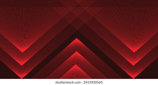 Red techno abstract background overlapping layers on dark space with arrow line shape effect decoration. Cutout style of modern graphic design element for web banner, flyer, card or brochure cover