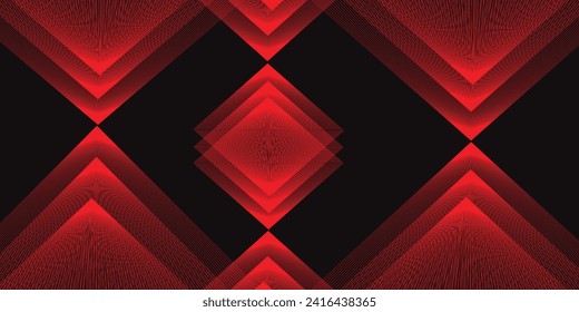 Red techno abstract background overlapping layers on dark space with arrow line shape effect decoration. Cutout style of modern graphic design element for web banner, flyer, card or brochure cover