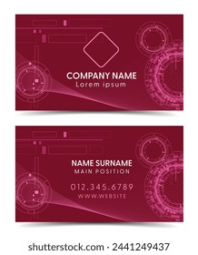 red techno gear business card template background front and back  