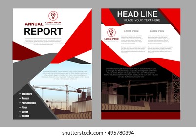 Red technology annual report brochure flyer design template vector