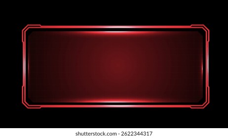 Caja de tecnología roja o borde. Vector de estilo hud futurista editable