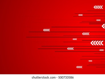 Red technology design with lines, stripes and arrows. Vector tech background
