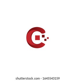 Red Technology Initial Letter C