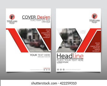 Red technology triangle annual report brochure flyer design template vector, Leaflet cover presentation abstract geometric background, layout in A4 size