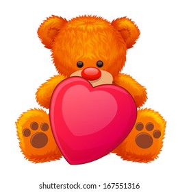 red teddy bear with a big red heart in his paws