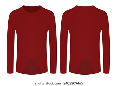 Red tee long sleeve t shirt. vector