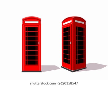 Red Telephon boxes. Isolated vector objects on white background