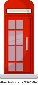 Red Telephone Booth, Illustration, Vector On A White Background.